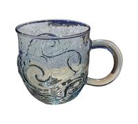 Sea Glass Wave Tasse à café faite à la main avec poignée 300 ml Verrerie pour maison de plage, bureau, thé, cocktails, amateurs de plage et cadeau