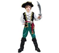 SEA HARE Costume de jeu de Rôle Pirate vert Cool avec crâne pour Enfants (M : 7-9 ans)