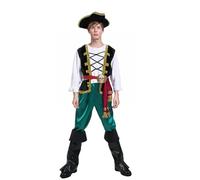SEA HARE Costume de pirate de pirate de luxe vert cool crâne pour adulte