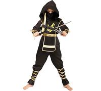 SEA HARE Déguisement de guerrier samouraï noir Ninja Power (L:10-12 Ans)