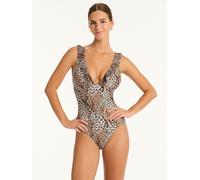 Sea Level Sea Level Animal Print Congo Frill Swimsuit 1 Piece