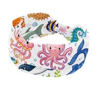 Sea Life Bandeau d'entraînement en forme de pieuvre sirène pour femme - Large bandeau antidérapant et élastique - Bandeau de sudation pour yoga - Bandeau noué pour fille et femme