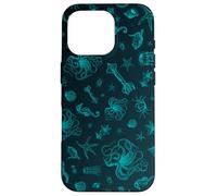 Sea Life Pattern Green Octopus Sea Turtle Meduse Coque pour iPhone 16 Pro