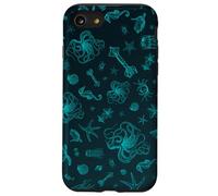 Sea Life Pattern Green Octopus Sea Turtle Meduse Coque pour iPhone SE (2020) / 7/8