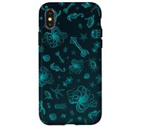 Sea Life Pattern Green Octopus Sea Turtle Meduse Coque pour iPhone X/XS