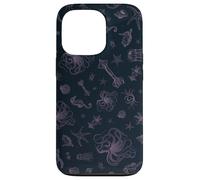 Sea Life Pattern Purple Octopus Sea Turtle Meduse Coque pour iPhone 13 Pro