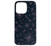 Sea Life Pattern Purple Octopus Sea Turtle Meduse Coque pour iPhone 15 Pro Max