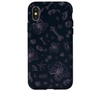 Sea Life Pattern Purple Octopus Sea Turtle Meduse Coque pour iPhone X/XS