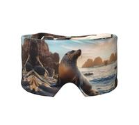 Sea Lion on The Rocks Bandeau de sommeil latéral unisexe Masque de sommeil et cache-oreilles (68,1 x 10,9 cm), intérieur et extérieur, voyage, yoga, confort réglable