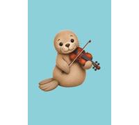 Sea Lion Playing the Violin Turquoise Journal Notebook: 120 Pages, Lined, 6x9