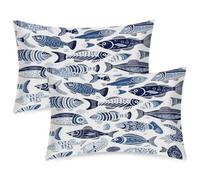 Sea Ocean Fish Pillowcase Set of 2 Double-Sided Cushion Case Comfortable Pillows Case for Bedroom Bed Office 40X60Cm