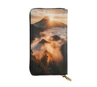 Sea of Clouds Portefeuille long en cuir pour femme avec 12 emplacements pour cartes de crédit, poche zippée pour pièces de monnaie, compartiments pour espèces, pochette élégante pour un usage