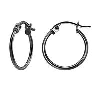 SEA OF ICE Boucles d'oreilles créoles en argent sterling 925 pour femme - Boucles d'oreilles hypoallergéniques pour femme en argent sterling, or jaune, or rose ou rhodium noir | Tailles 12 mm, 15 mm