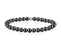 Sea of Ice Bracelet extensible unisexe avec perles rondes de 6 mm en argent sterling, 19 cm, 7.5 inch, Pierre précieuse, Amazonite