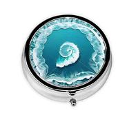 Sea of Love Boîte à pilules ronde en fer galvanisé avec 3 compartiments en plastique 5,1 x 5,1 x 1,8 cm