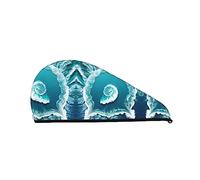 Sea of Love Coral Velvet Dry Hair Cap for Women Hair Caps with Buttons for Curly Long & Thick Hair Anti Frisottis