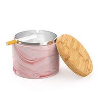 SEA or STAR Cendrier en céramique avec couvercle Coupe-vent pour la maison ou les cendriers d'extérieur pour cigarettes (rose)