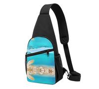 Sea Pearl Sac à bandoulière décontracté en polyester durable avec plusieurs poches et porte-clés et sangle réglable pour homme et femme