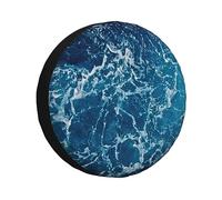 Sea seen from the top Housse de pneu de secours imprimée Protecteurs de roue de secours imperméables universels housses de pneu de roue de secours pour remorque camping-car SUV 16 pouces