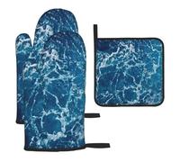 Sea seen from the top Lot de 3 gants de cuisine imprimés résistants à la chaleur et antidérapants avec boucle de suspension pour cuisine, grillades, pâtisseries, barbecues