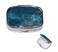 Sea Seen from The Top Pilulier carré en métal à 2 compartiments - Joli pilulier de voyage portable pour médicaments et vitamines - Cadeau unique pour homme et femme