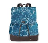 Sea Seen from The Top Print Sac à dos imperméable antivol léger PU cuir nylon école sac à dos de voyage, Noir , Taille unique