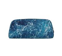 Sea Seen from The Top Trousse à crayons en cuir avec impression de grande capacité pour l'école et stylo plume Cadeau pour garçons et filles, doré, Taille unique, Trousse de maquillage
