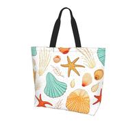 Sea Shell Coral Tote Bag Sac à main à bandoulière pour femme Motif étoile de mer Résistant à l'eau Grand sac à main avec poche intérieure pour le travail, les voyages, l'école