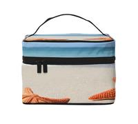 Sea Shell - Grande trousse de maquillage imperméable pour voyage et gym, organiseur de maquillage avec 4 sangles élastiques et compartiments, tissu sergé de qualité supérieure., Noir , Taille unique