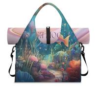Sea Submarine World Oceans Sac de sport avec compartiment à chaussures Sac de week-end Sac fourre-tout pour salle de sport, yoga, voyage, couleur, L, Sac de voyage