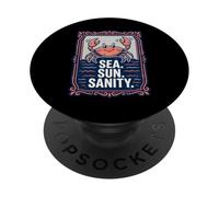 Sea. Sun. Sanity. Happy Crab Beach Ocean PopSockets PopGrip Adhésif