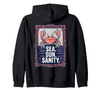 Sea. Sun. Sanity. Happy Crab Beach Ocean Sweat à Capuche