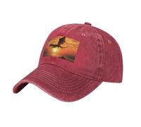 Sea Sunset Flying Dragon Casquette de baseball vintage délavé pour papa Chapeau de golf pour homme et femme Visière réglable, Rouge, Taille unique