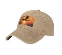 Sea Sunset Flying Dragon Casquette de baseball vintage délavé pour papa Chapeau de golf pour homme et femme Visière réglable, naturel, Taille unique