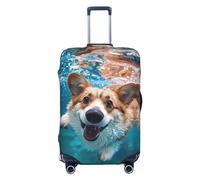 Sea Swimming Corgi Housses de protection élastiques pour valises de 45 à 81 cm, Noir, Mediano