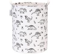 Sea Team 19,7 pouces grande taille imperméable enduit Ramie coton tissu pliant panier à linge seau cylindrique toile de jute panier de rangement, design de dinosaure à la mode