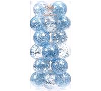 Sea Team 24 Boules Noël Transparentes 70mm Bleu | Boules plastique incassable avec ficelles, coffret cadeau sapin de Noël, fêtes, mariage et décoration bouteille champagne