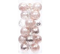 Sea Team 24 Boules Noël Transparentes 70mm Rose doré | Boules plastique incassable avec ficelles, coffret cadeau sapin de Noël, fêtes, mariage et décoration bouteille champagne