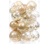 Sea Team 25 Boules Noël incassables multitaille doré | Plastique transparent, décorations délicates, ficelles incluses, sapin, mariage, fête.