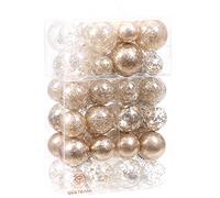 Sea Team 48 Boules Noël incassables multitaille Blanc | Plastique transparent, décorations délicates, ficelles incluses, sapin, mariage, fête.