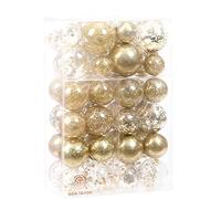 Sea Team 48 Boules Noël incassables multitaille doré | Plastique transparent, décorations délicates, ficelles incluses, sapin, mariage, fête.