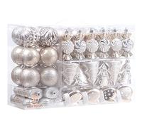 Sea Team 77-Pack Assortiment de Boules de Noël incassables Ensemble d'ornements de Noël Pendentifs de Boules décoratives avec Emballage Cadeau réutilisable pour Arbre de Noël (Champagne)