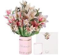 Sea Team Carte pop-up - Bouquet de fleurs 3D pour anniversaires, professeurs, remerciements - Livrée avec enveloppe vierge (lys)