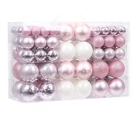 Sea Team lot 100 Boules Noël Coffret Cadeau réutilisable Rose | Boules plastique incassable avec ficelles, coffret cadeau sapin de Noël, fêtes, mariage et décoration bouteille champagne