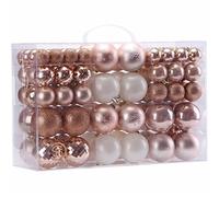 Sea Team lot 100 Boules Noël Coffret Cadeau réutilisable Rose doré | Boules plastique incassable avec ficelles, coffret cadeau sapin de Noël, fêtes, mariage et décoration bouteille champagne