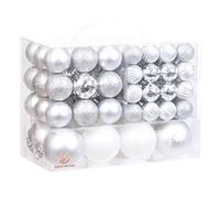 Sea Team lot 99 boules Noël suspendables coffret réutilisable argenté | Boules plastique incassable avec ficelles, coffret cadeau sapin de Noël, fêtes, mariage et décoration bouteille champagne