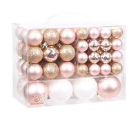 Sea Team lot 99 boules Noël suspendables coffret réutilisable rose doré | Boules plastique incassable avec ficelles, coffret cadeau sapin de Noël, fêtes, mariage et décoration bouteille champagne