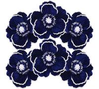 Sea Team Lot de 12 fleurs de Noël artificielles en tissu floqué avec paillettes, décorations florales pour sapin de Noël, couronne, guirlande, 16 cm, bleu marine