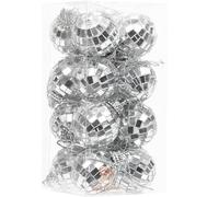 Sea Team Lot de 16 boules disco argentées miroir de 3 cm - Décoration d'arbre de Noël - Parfaites pour les décorations de Noël, les décorations de Noël, les décorations de fête discothèque.