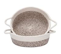 Sea Team Lot de 2 paniers de rangement en corde de coton, 25,4 x 7,6 cm, petit panier de rangement tissé, plateau en tissu, bol rond ouvert pour fruits, bijoux, clés, kits de couture (marron chiné et